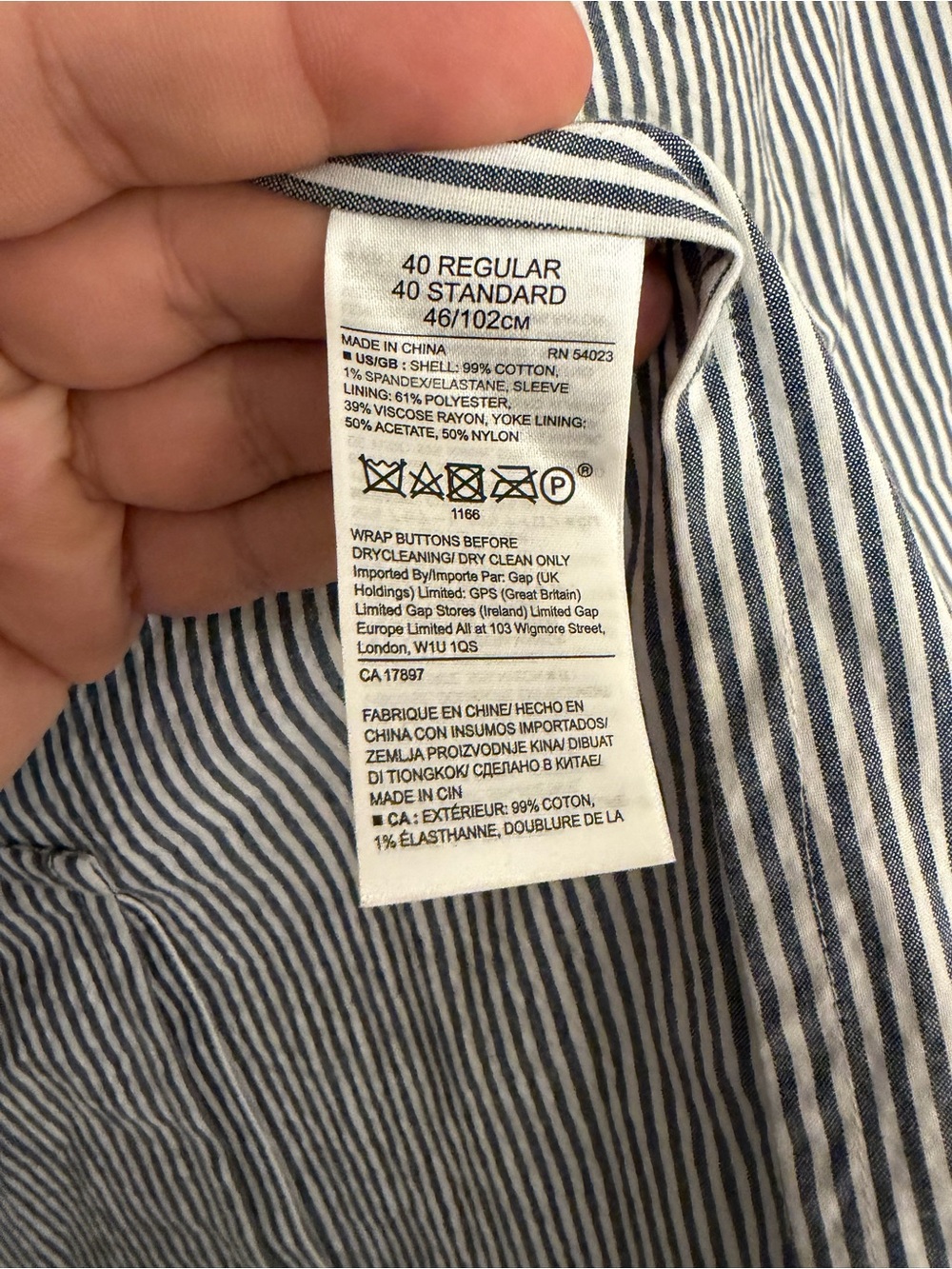 Banana Republic Slim Fit Seersucker Blazer 40R Blue Cotton Sport Coat - Picture 5 of 7